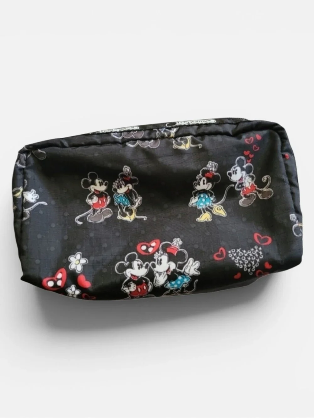Disney Store × Lesportsac Mickey & Minnie Mouse Makeup Pouch Bag Hearts Love